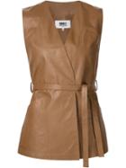 Mm6 Maison Margiela Leather Wrap Top