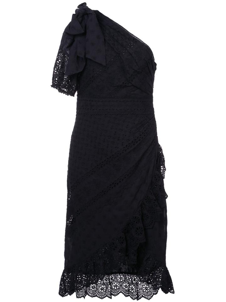 Ulla Johnson Gwyneth Asymmetric Ruffle Trim Dress - Black