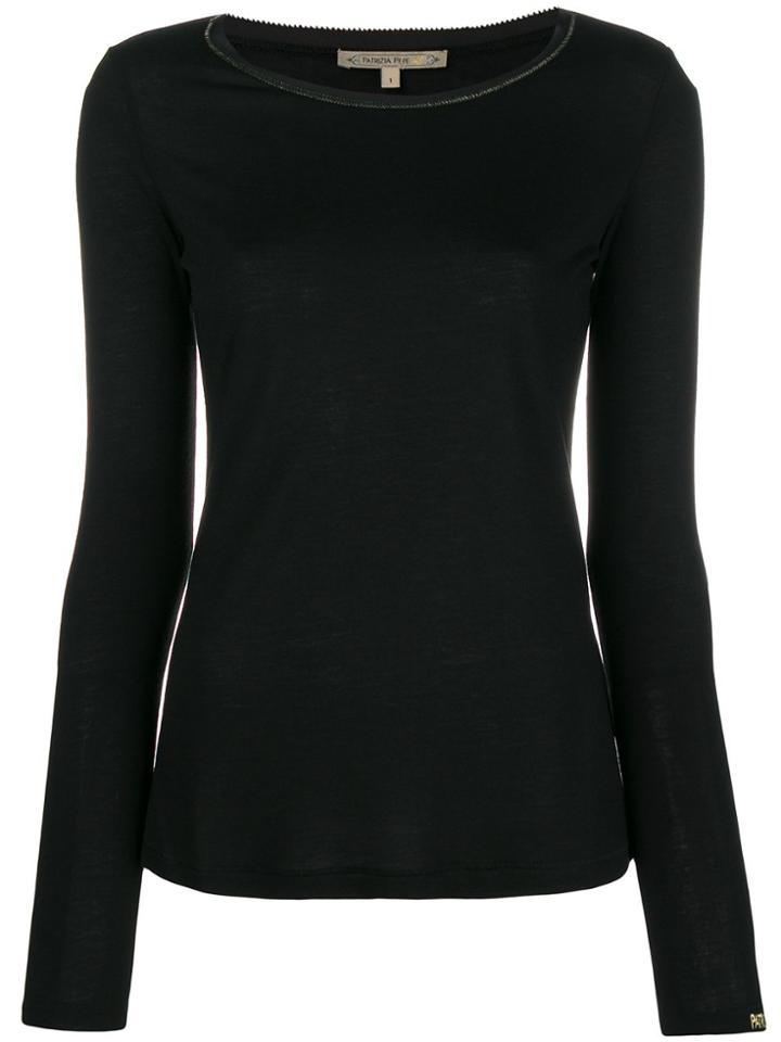 Patrizia Pepe Stitched Collar T-shirt - Black