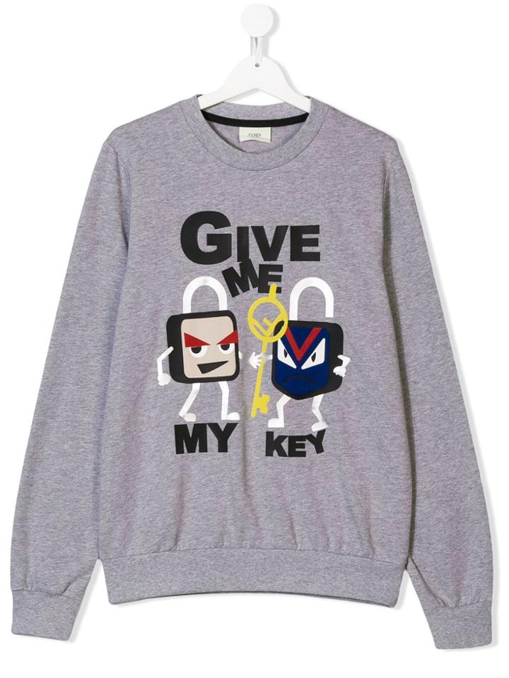 Fendi Kids Teen Give My Key Sweatshirt - Grey