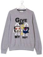 Fendi Kids Teen Give My Key Sweatshirt - Grey