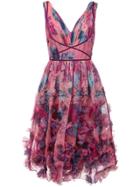 Marchesa Notte 3d Floral Embroidered Cocktail Dress - Pink & Purple