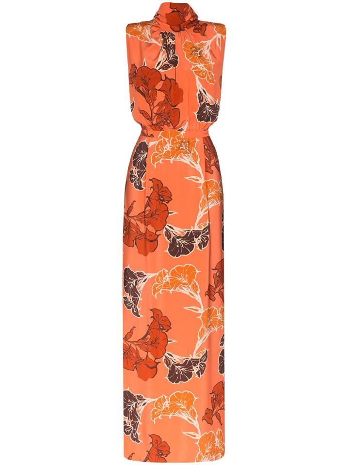 Johanna Ortiz Momentum Floral Silk Maxi Dress - Orange