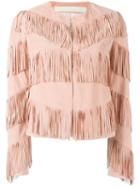 Drome Fringed Jacket, Women's, Size: M, Pink/purple, Goat Skin/acetate/cupro