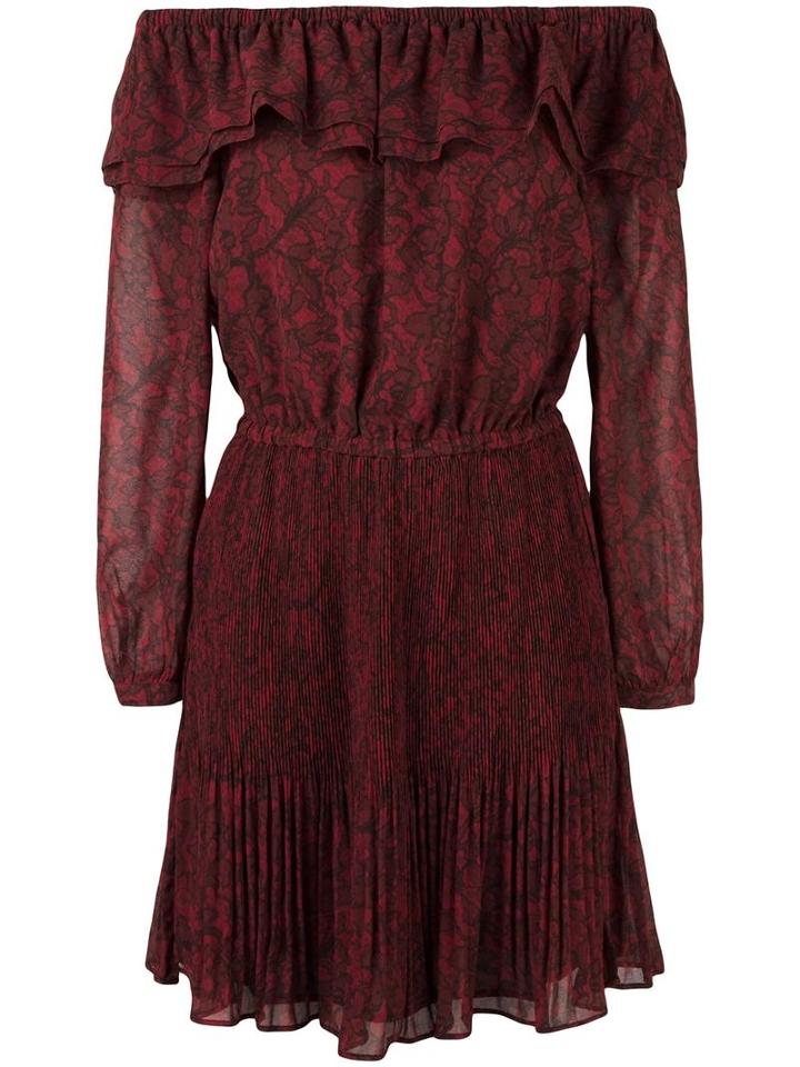 Michael Michael Kors Off-shoulders Printed Dress, Women's, Size: Medium, Red, Polyester