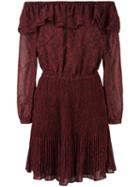 Michael Michael Kors Off-shoulders Printed Dress, Women's, Size: Medium, Red, Polyester
