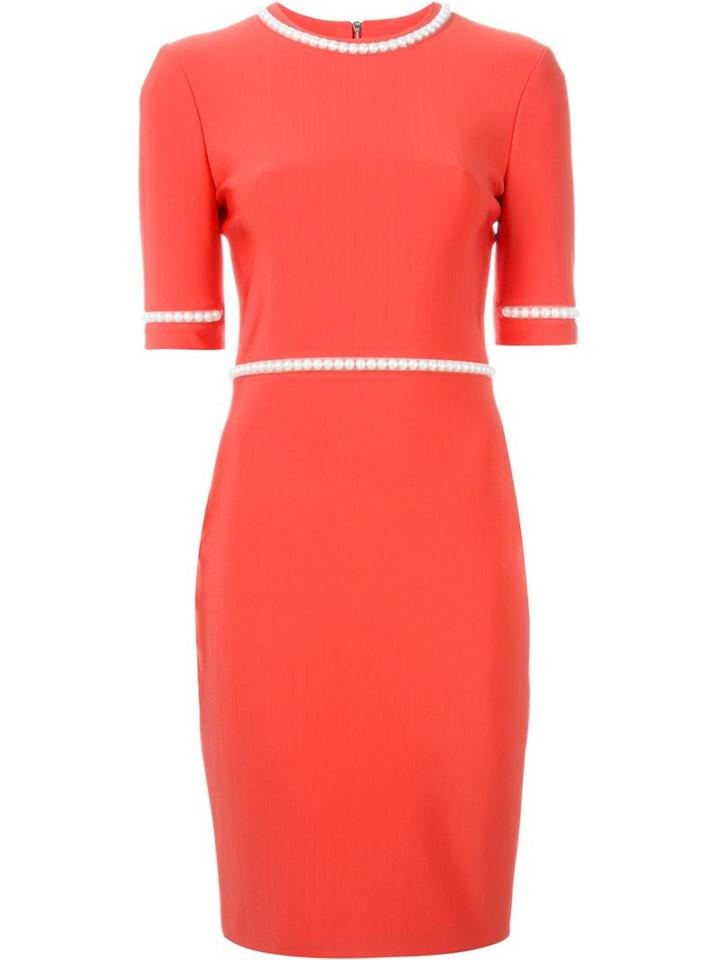 Mugler Pearl Trim Half Sleeve Dress