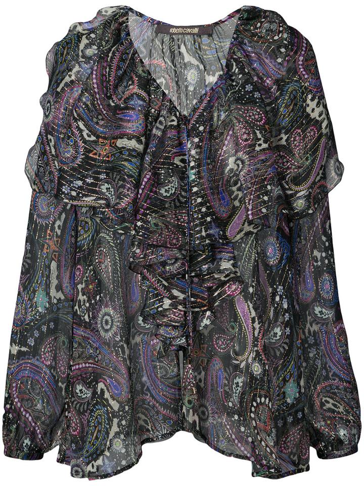 Roberto Cavalli - Paisley Print Blouse - Women - Silk/spandex/elastane - 44, Black, Silk/spandex/elastane