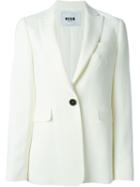 Msgm One Button Blazer, Women's, Size: 40, White, Acetate/viscose/polyester