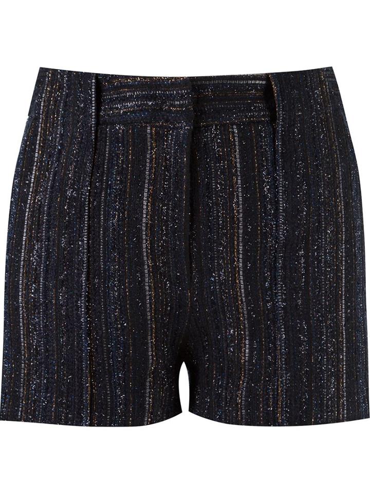 Giuliana Romanno Stripped Knitted Shorts, Women's, Size: 40, Black, Cotton/acrylic/polyester