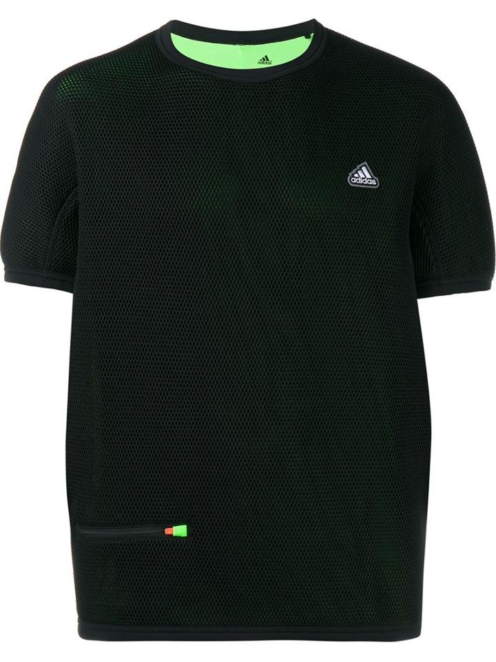 Adidas Originals Black Mesh T-shirt With Contrasting Green Lining