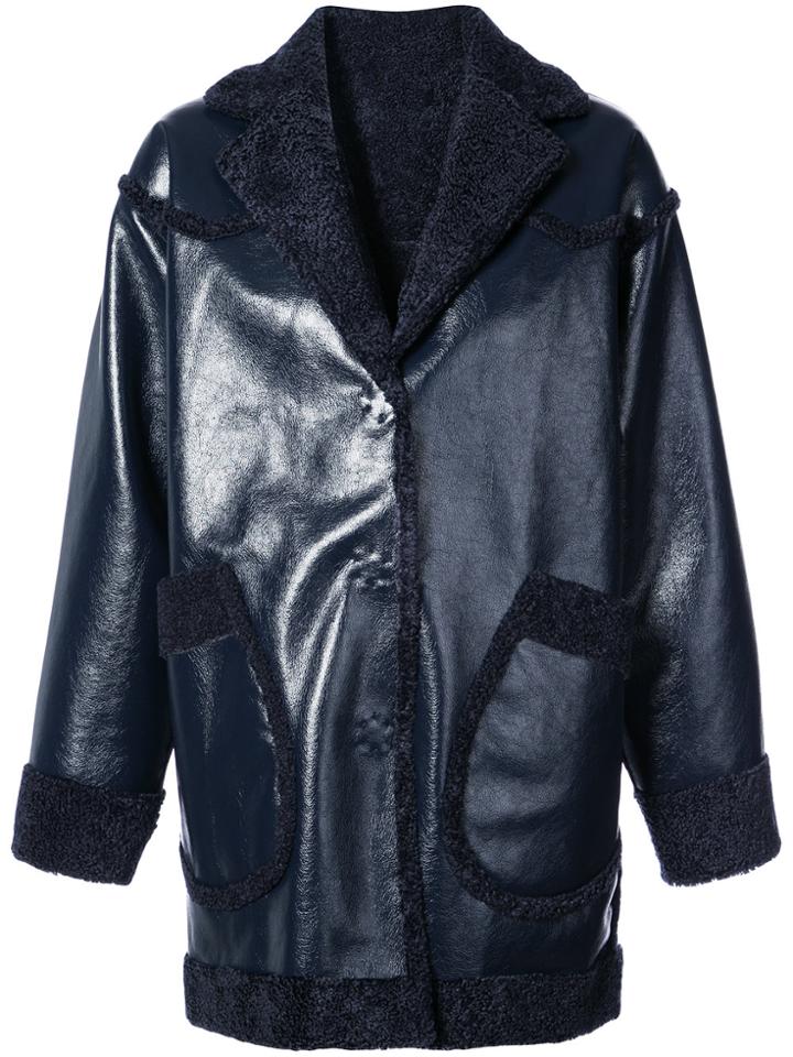 Opening Ceremony Reversible Shearling Coat - Blue