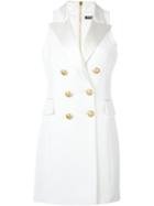 Balmain Sleeveless Waistcoat Dress, Women's, Size: 40, White, Viscose/silk/cotton