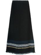 Sonia Rykiel Fray Hem Maxi Skirt, Women's, Size: 40, Black, Cotton/polyamide/polyester