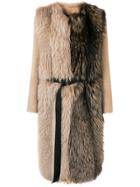Blancha Contrast Colour Belted Coat - Nude & Neutrals