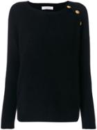 Pierre Balmain Ribbed Button Sweater - Black