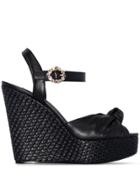 Dolce & Gabbana Raffia 90mm Wedged Sandals - Black