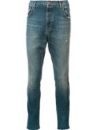 En Noir Distressed Skinny Jeans, Men's, Size: 34, Blue, Cotton/spandex/elastane