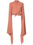 Dalood Asymmetric Long Sleeves Shirt - Brown