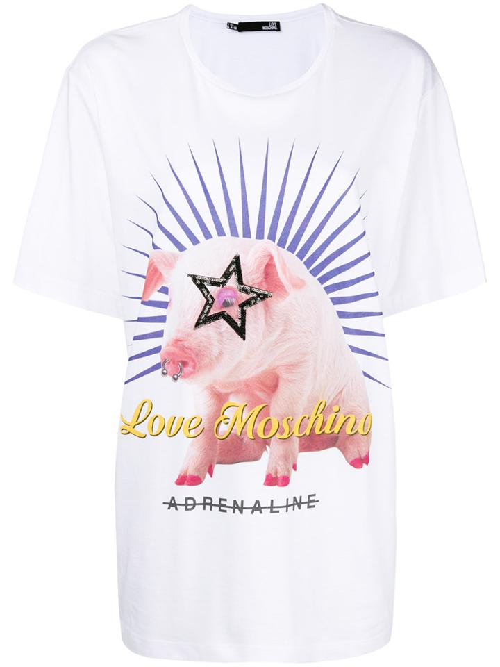 Love Moschino Adrenaline Pig T-shirt - White