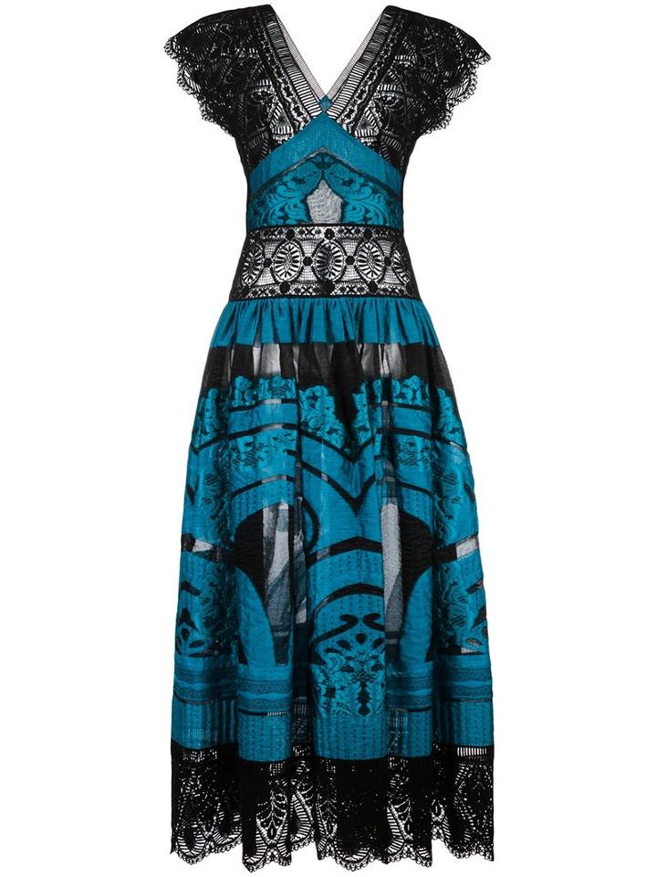 Alberta Ferretti - Lace Panel Dress - Women - Silk/cotton/polyamide/polyester - 40, Black, Silk/cotton/polyamide/polyester