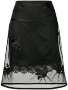 Helmut Lang Floral Embroidered Layered Skirt - Black