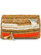 Prada Woven Raffia Clutch - Neutrals