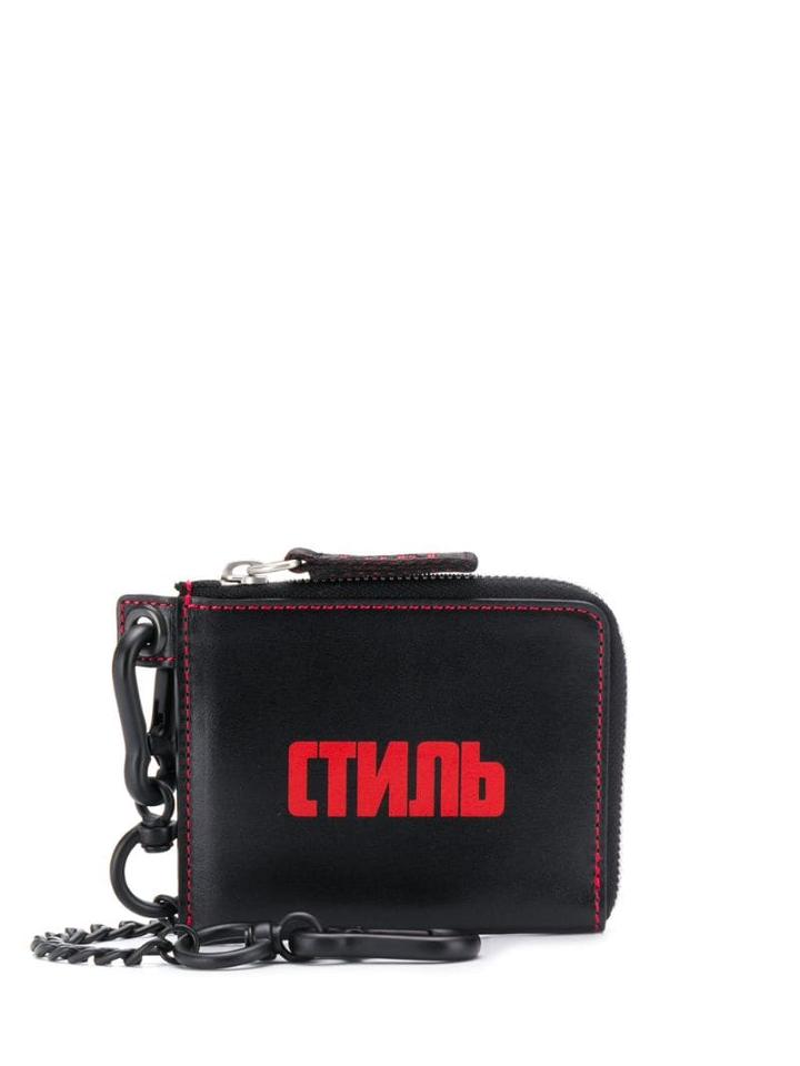 Heron Preston Slogan Zipped Wallet - Black
