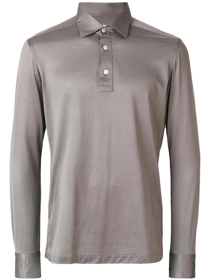 Kiton Long Sleeve Polo Shirt - Grey