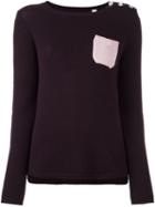 Chinti And Parker Contrast Pocket Sweater, Women's, Size: Medium, Pink/purple, Cashmere