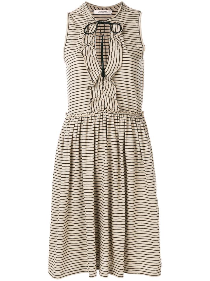 Dorothee Schumacher Striped Tie Neck Dress - Nude & Neutrals