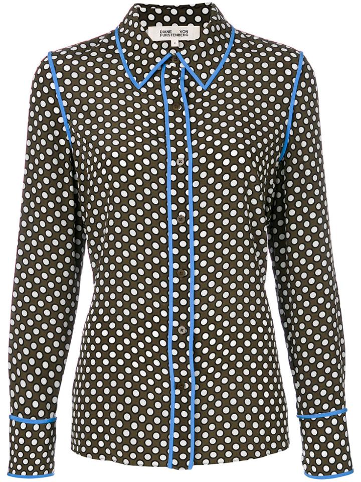 Dvf Diane Von Furstenberg Frilled Polka Dot Shirt - Green