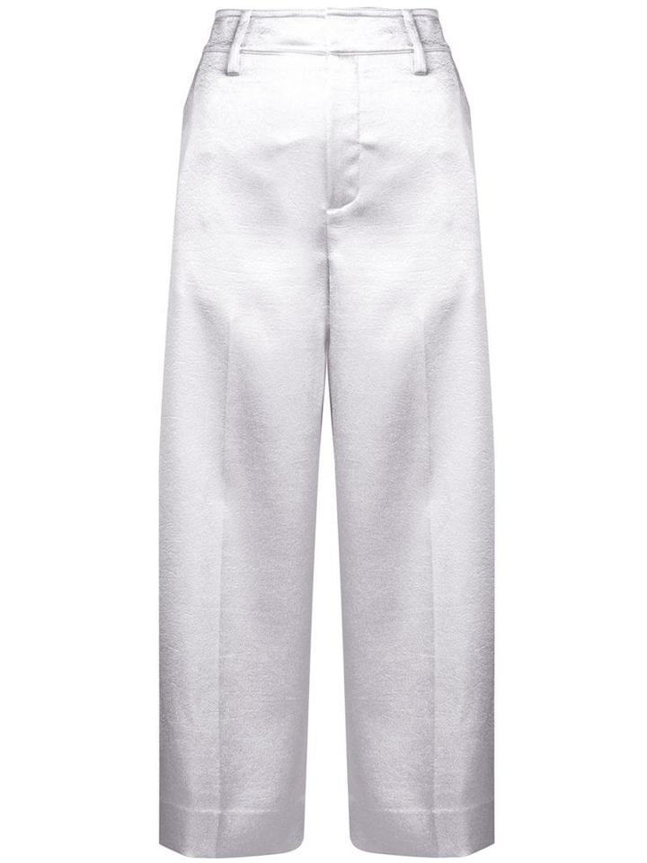 Vince Wide Leg Cropped Trousers - Silver