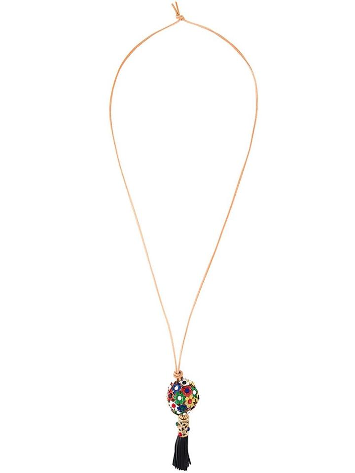 P.a.r.o.s.h. Pendant Necklace, Women's, Black, Leather/brass