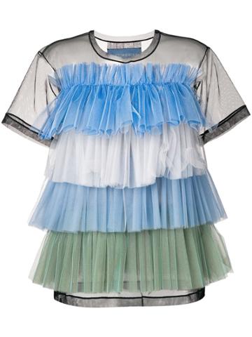 Victor & Rolf Rainbow Stripes Ruffle Top - Blue