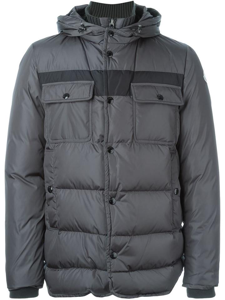 Moncler Hooded Padded Jacket, Men's, Size: 3, Grey, Polyester/feather Down