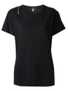 R13 Shoulder Zip Detail T-shirt, Women's, Size: Large, Black, Cotton/cashmere