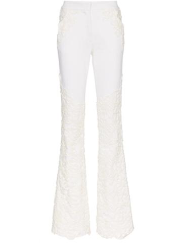 Ronald Van Der Kemp Lace Applique Flared Jeans - White