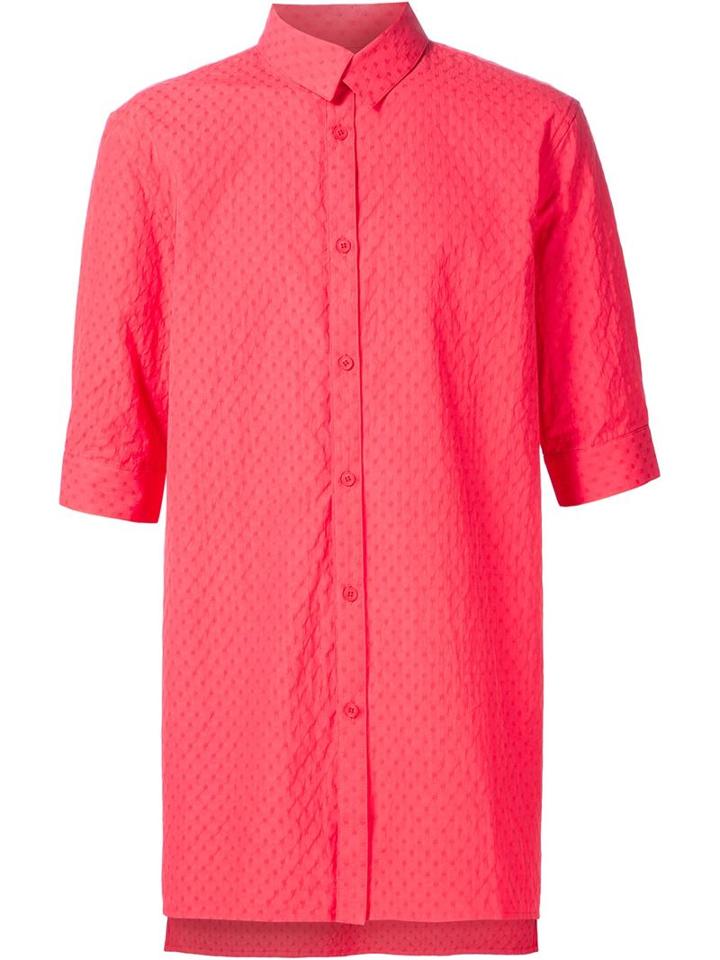 Alexandre Plokhov Cropped Sleeve Shirt, Men's, Size: 48, Red, Cotton/spandex/elastane