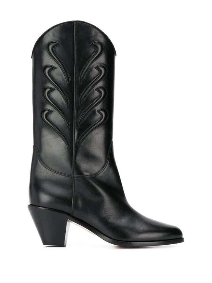 Francesco Russo Western Block Heel Boots - Black