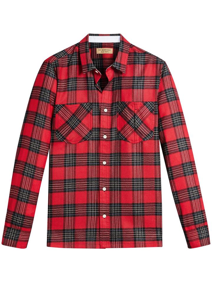 Burberry Patch Pockets Tartan Shirt - Red