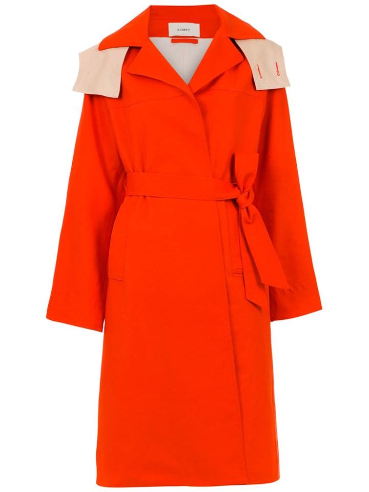 Egrey Belted Trench Coat - Yellow & Orange