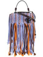 Emilio Pucci Fringed Trim Cross Body Bag, Women's, Blue, Polyester/leather