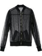 Sophie Theallet Sheer Bomber Jacket, Women's, Size: 2, Black, Silk/polyester