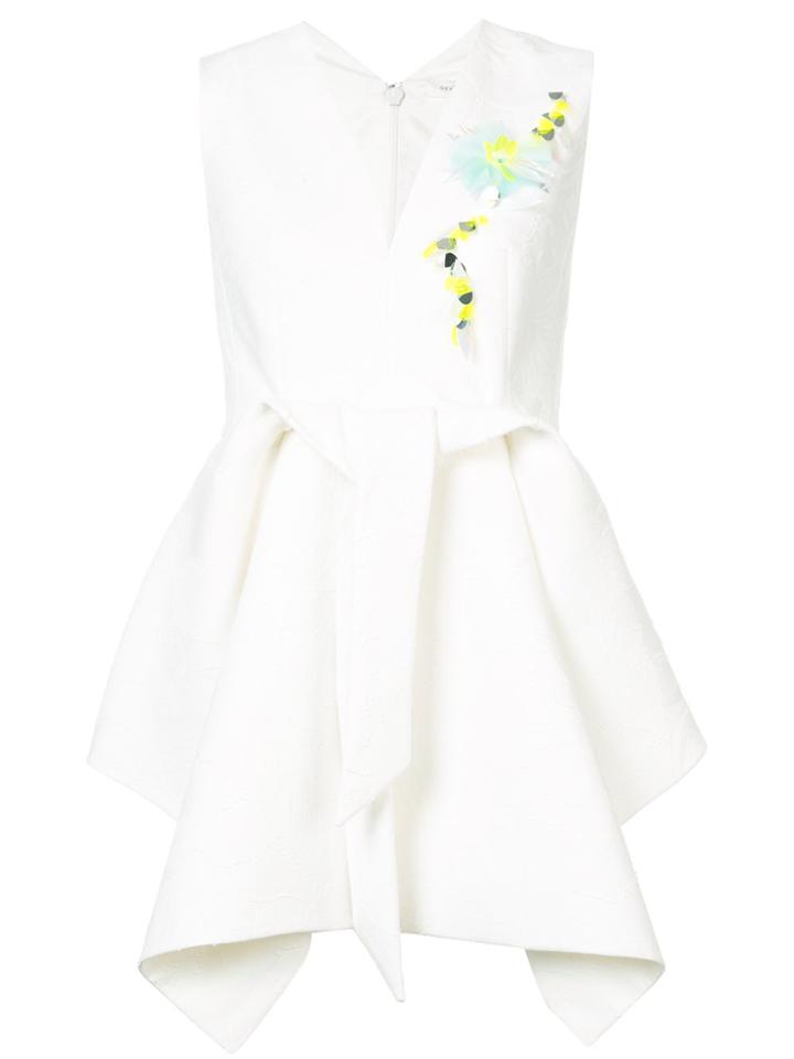 Delpozo Appliqué Peplum Top - Nude & Neutrals