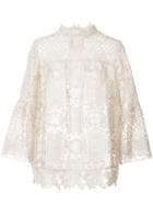 Anna Sui Perforated Lace Blouse - Nude & Neutrals