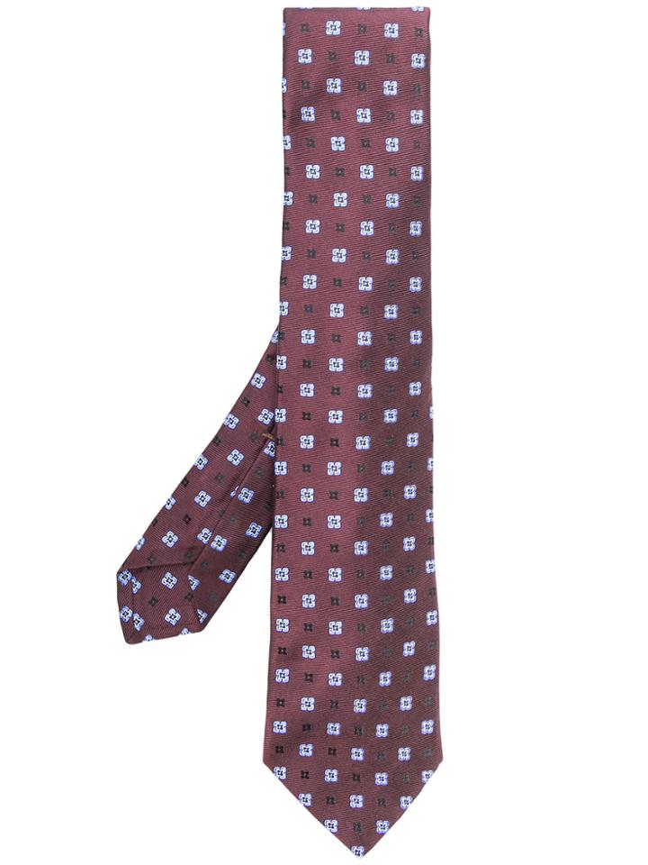 Kiton Micro Embroidered Tie - Brown