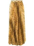 Andamane Snakeskin Print Pleated Skirt - Yellow