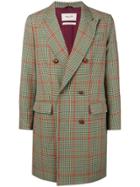 Paltò Checked Double Breasted Coat - Green