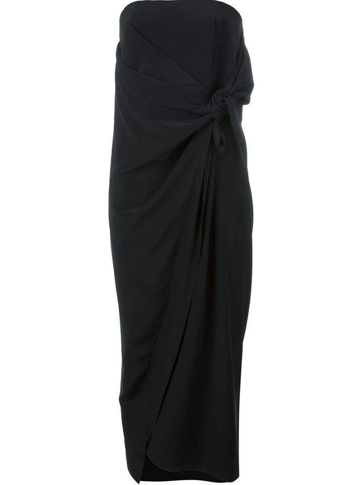 Cédric Charlier Draped Knot Dress, Women's, Size: 44, Black, Silk